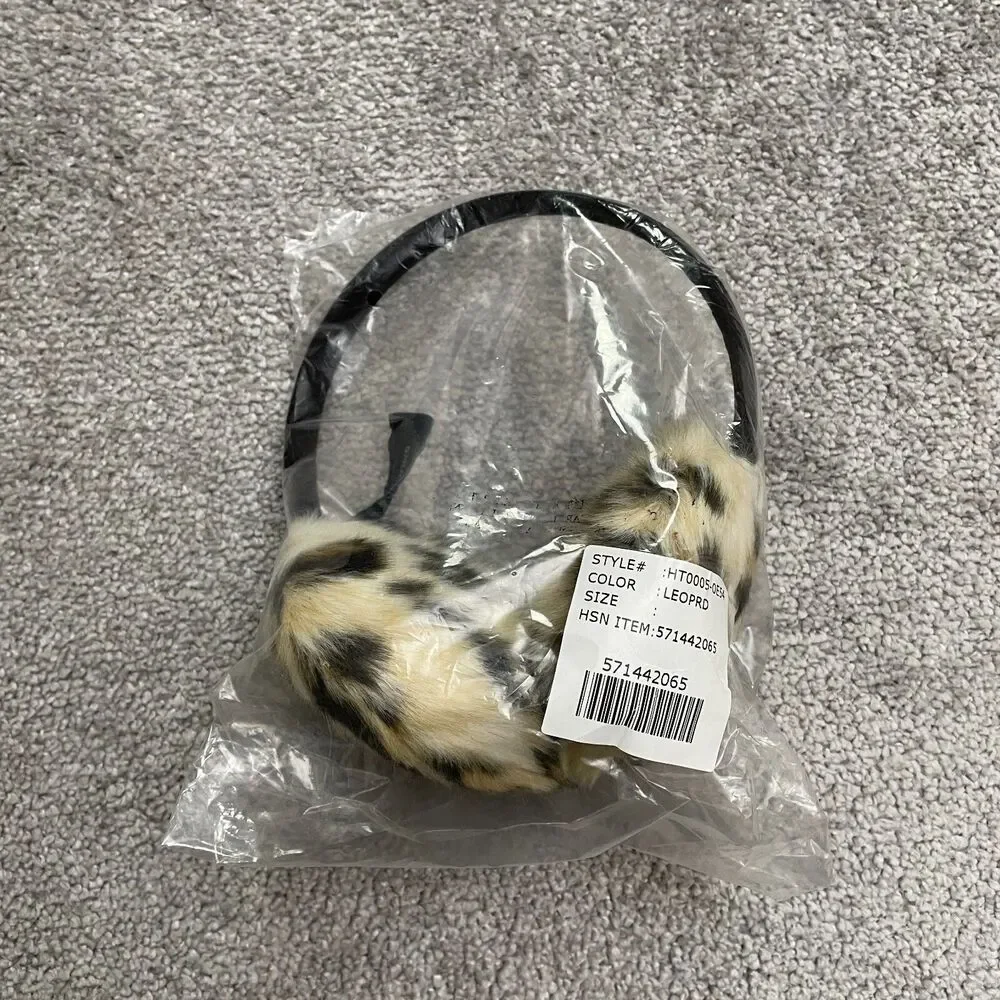 Curations Fluffy Fur Ear Muffs Womens One Size Brown Black Leopard NWT Winter